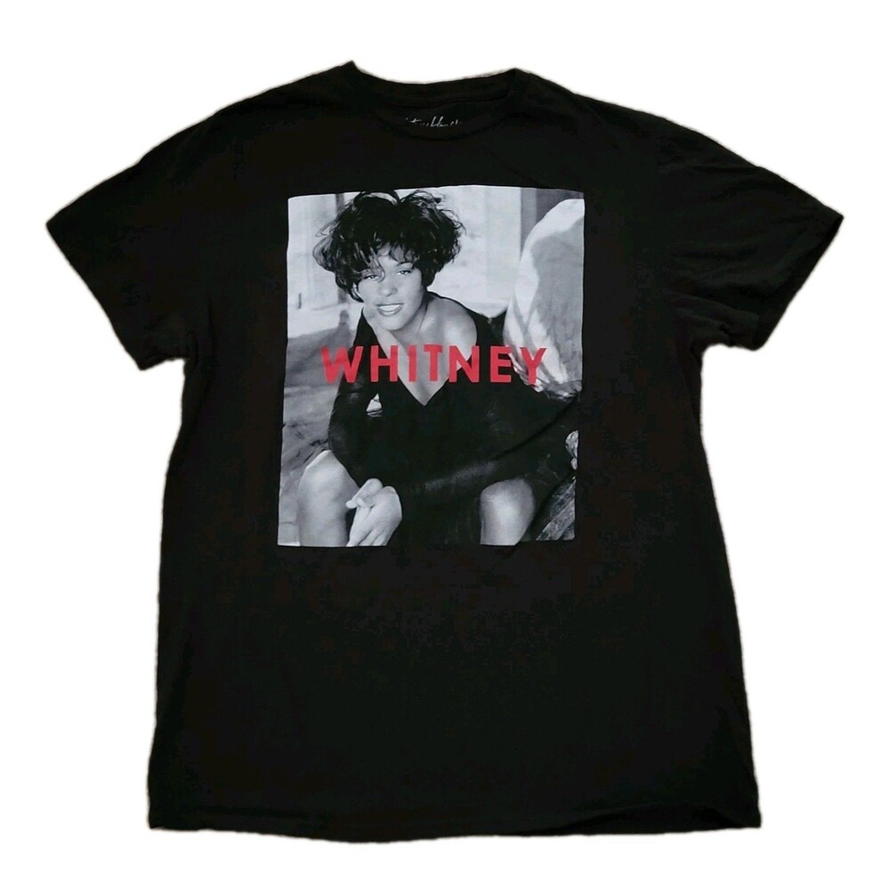 Whitney Houston T-shirt Womens Juniors M Black Graphic Print  R&B I80s 90s